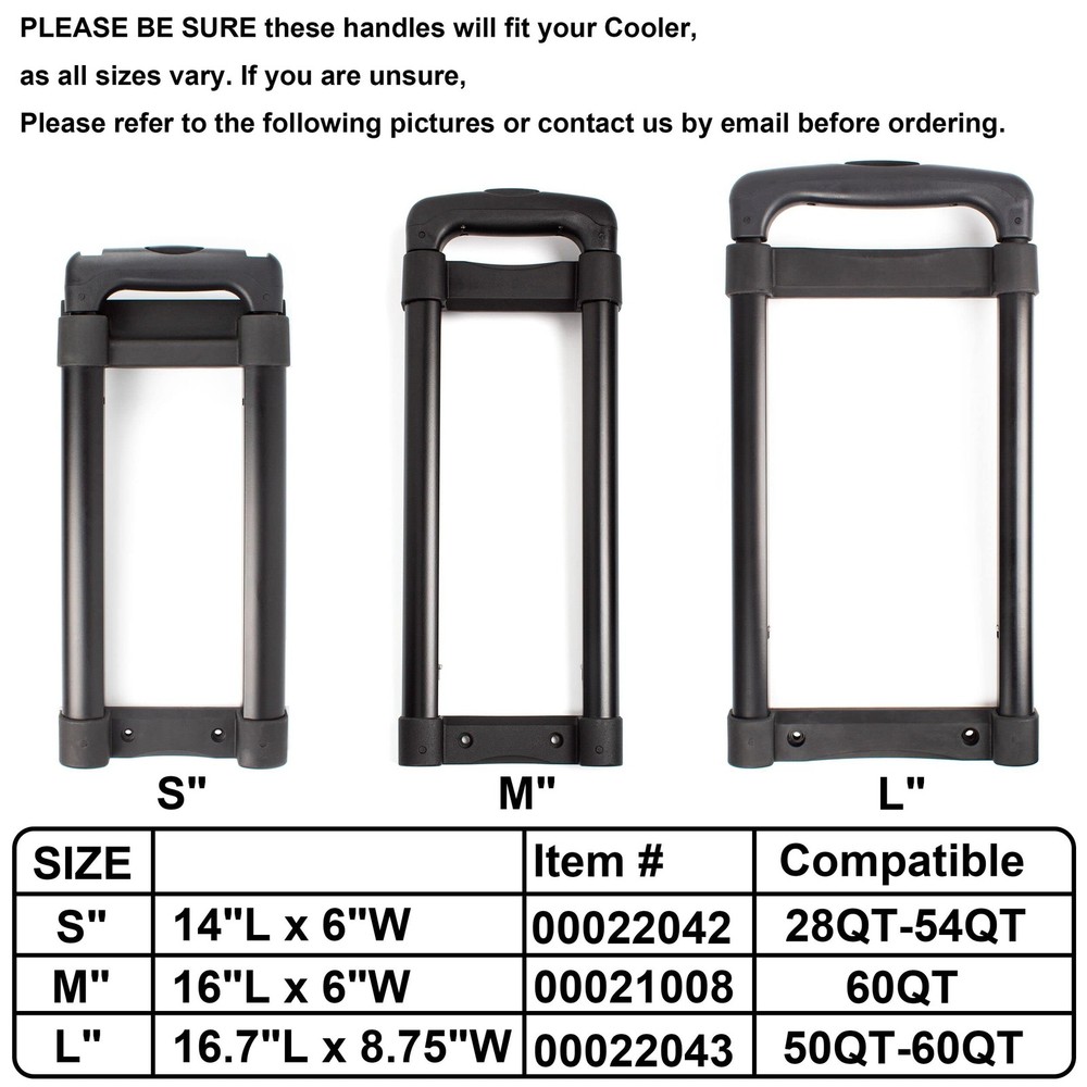 Cooler Replacement Telescoping Handle for 50 & 60 Qt 60 quarts, Black