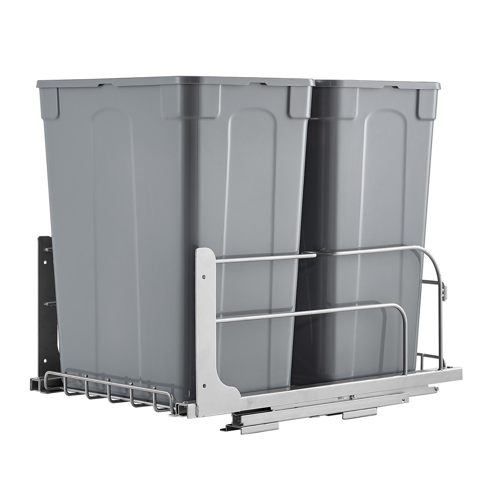 Double Pullout Waste Container Kitchen Trash Can with Soft Close Grey 35QTx2