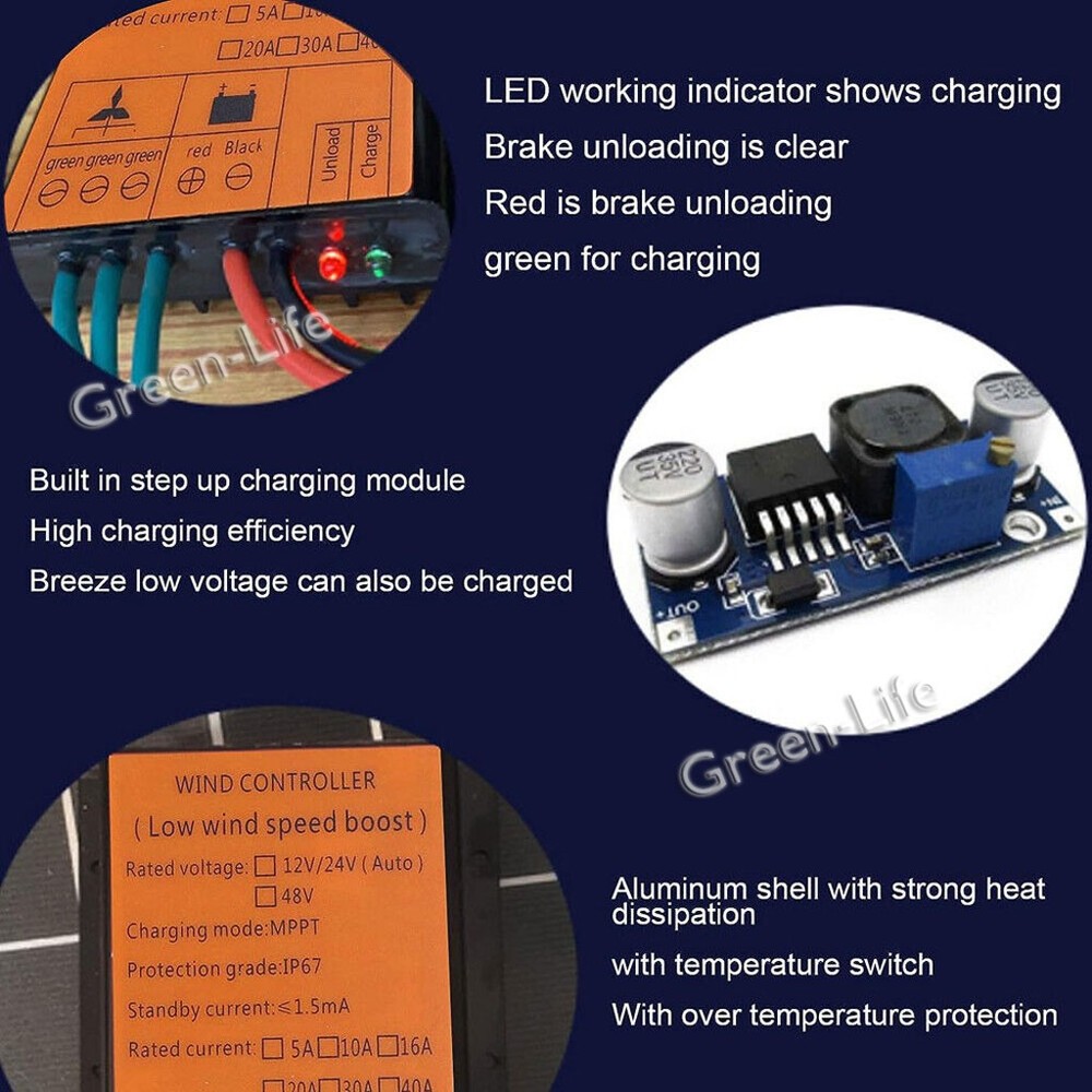 MPPT Waterproof Wind Generator Boost Charge Controller 12/24V Charging Regulator