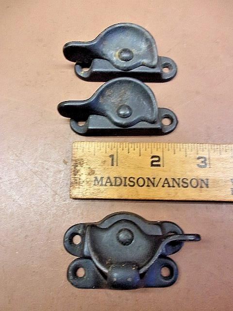 Three (3) Vintage Cast Iron Window Sash Locks One Complete Set Architectural