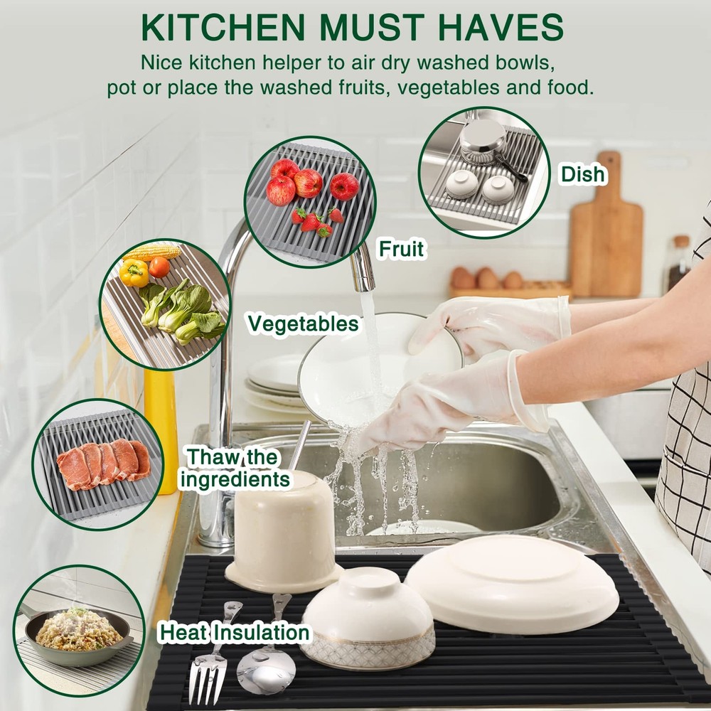 Roll Up Dish Drying Rack Over The Sink Kitchen Roll Up Sink Drying Rack Multi...