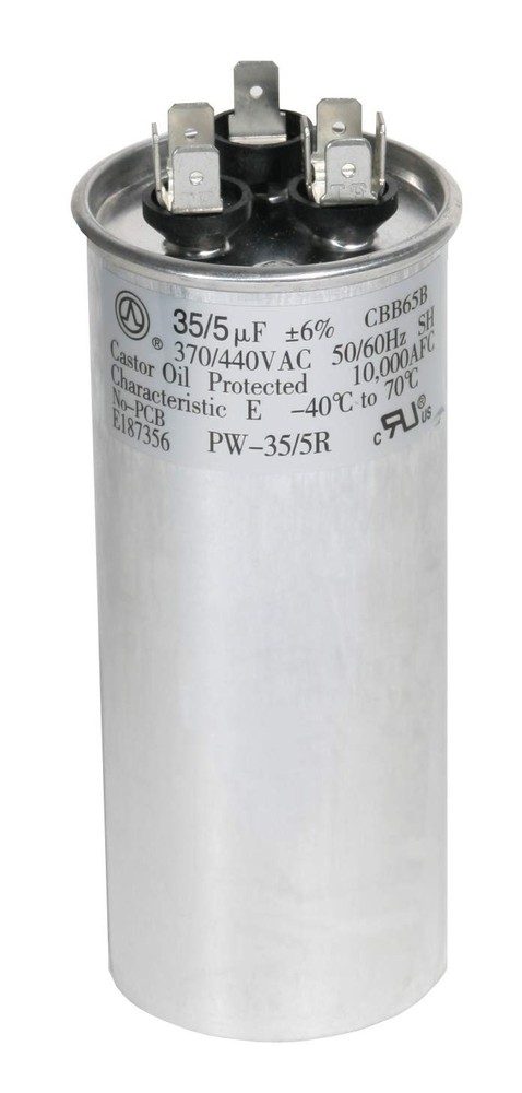 Efficient 35 + 5 MFD Round Capacitor - 440VAC for AC Units - 5