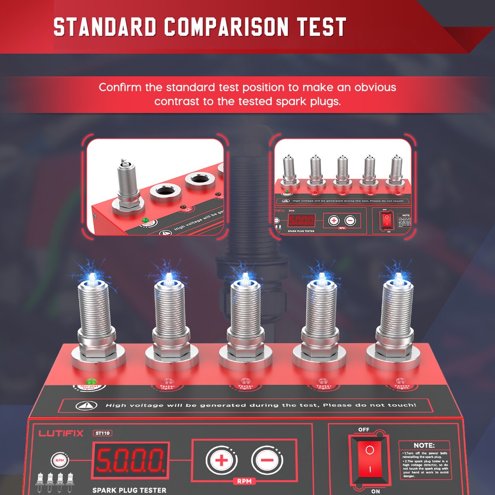 Car Spark Plug Tester 5 Holes Plug Gasoline Ignition Plug Digital Analyzer Tool
