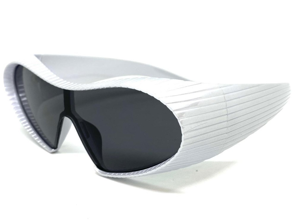 Futuristic Space Robot Modern Shield Party Raver SUN GLASSES Large Silver Frame
