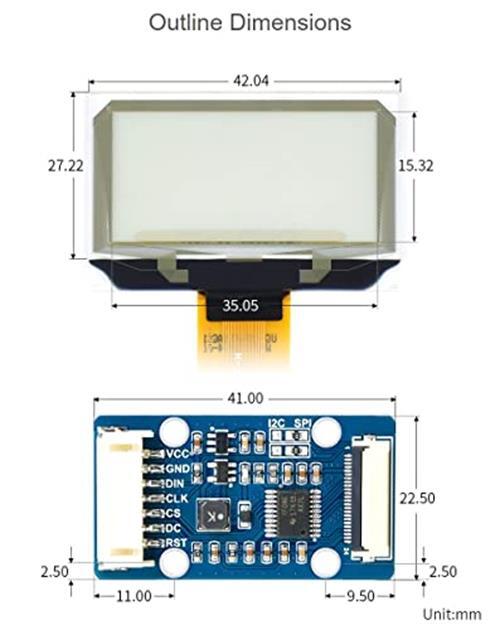 1.51inch Transparent OLED 128×64 Resolution Compatible with Raspberry Pi