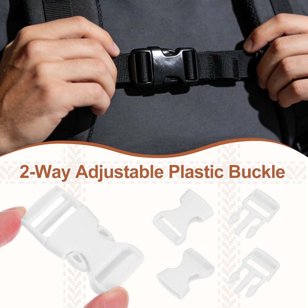 4 Pack Quick Side Release Buckle, 0.8" Plastic Buckle Clip, White