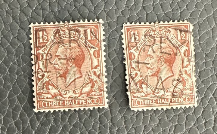 (3) 1934 King George Three Half Pence Postage Stamps