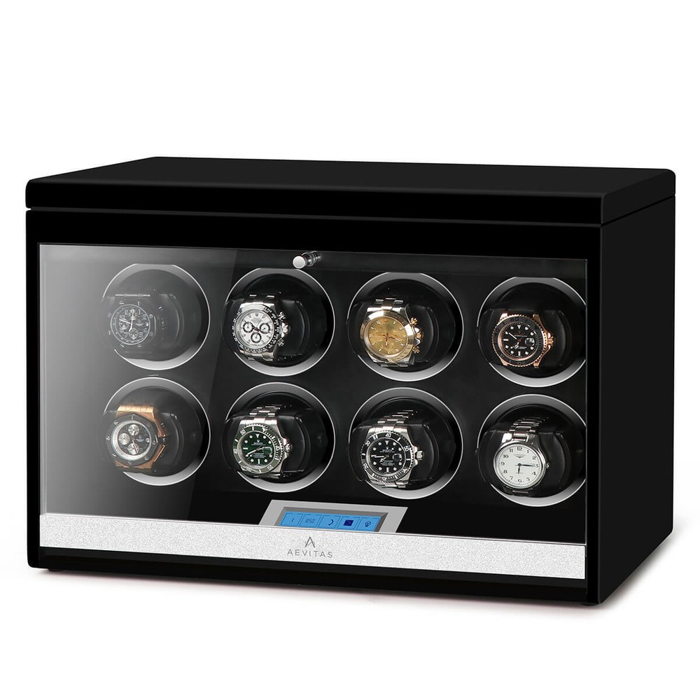 8 Watch Winder Black Edition with Extra Storage Area by Aevitas