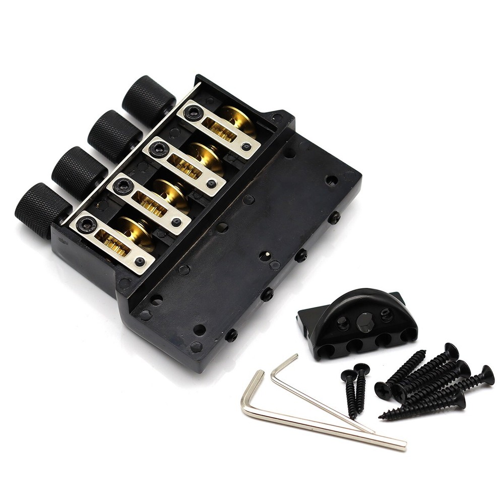 Headless 4 Strings Electric Bass Bridge Roller Tailpiece Fixed Hardtail Bridge