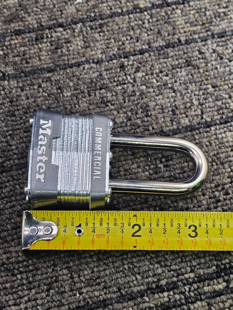 (QTY 2) Master Lock 3KALF: Padlock Keyed Alike Long Shackle Rectangular Steel