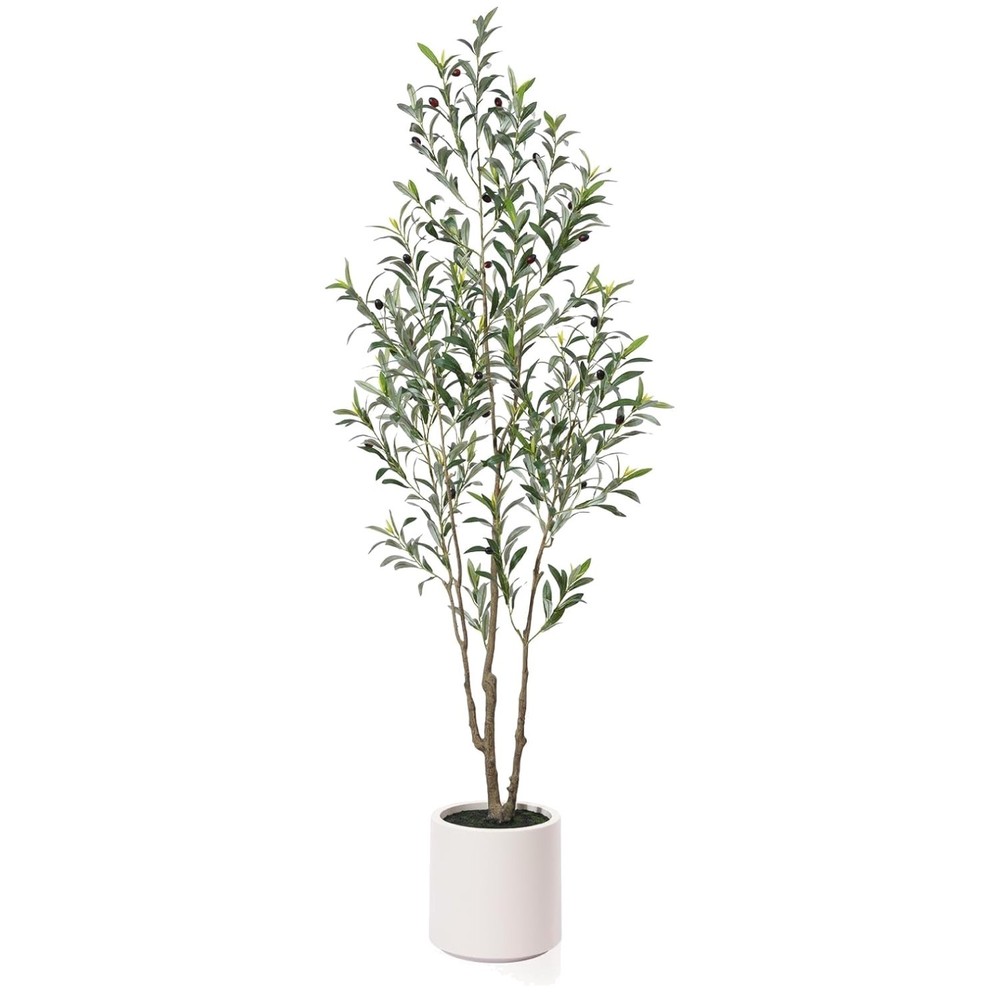 6ft Artificial Olive Tree in White Planter