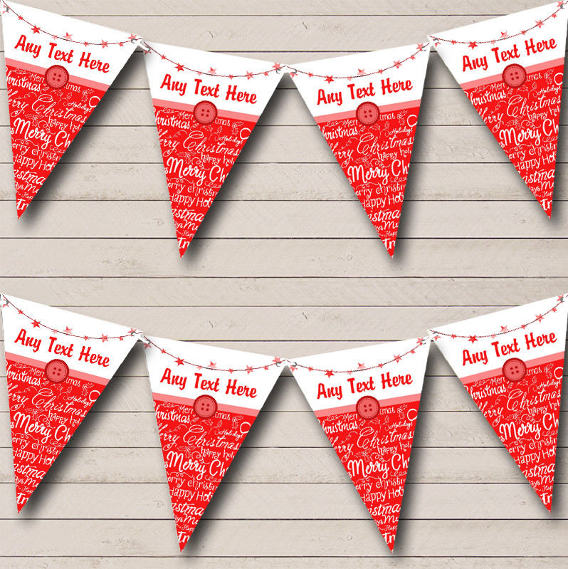 Party Banner Bunting Xmas Script Red Personalised Christmas