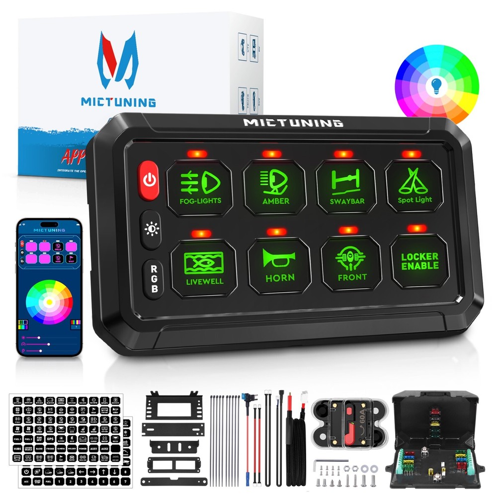 Bluetooth App Control RGB 8 Gang Switch Panel LED Light Circuit Relay System Box