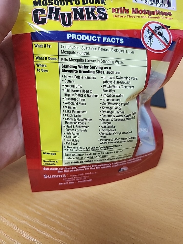 (2) Summit Mosquito Chunks 5 Count each bag Biological Mosquito Control