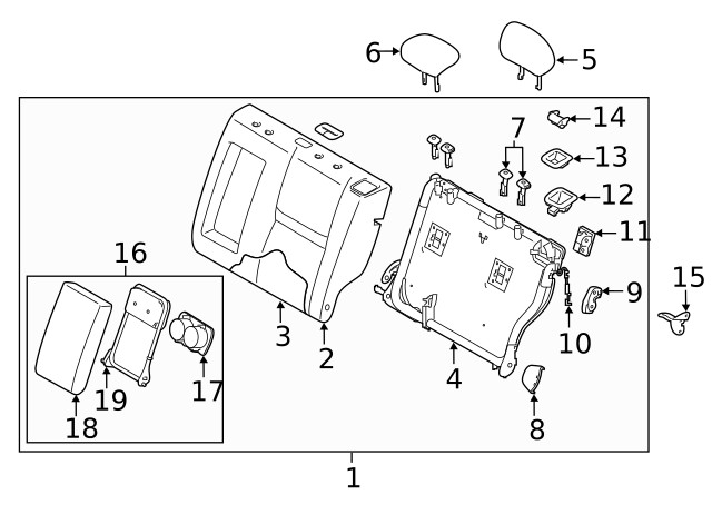 Genuine Nissan Headrest Outer 86430-6MA0B