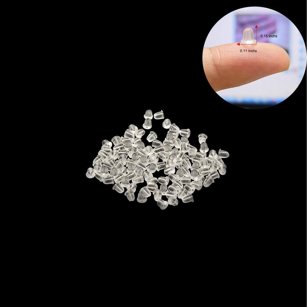300 Durable Clear Silicone Earring Backs - Comfortable Safety Pads for Studs