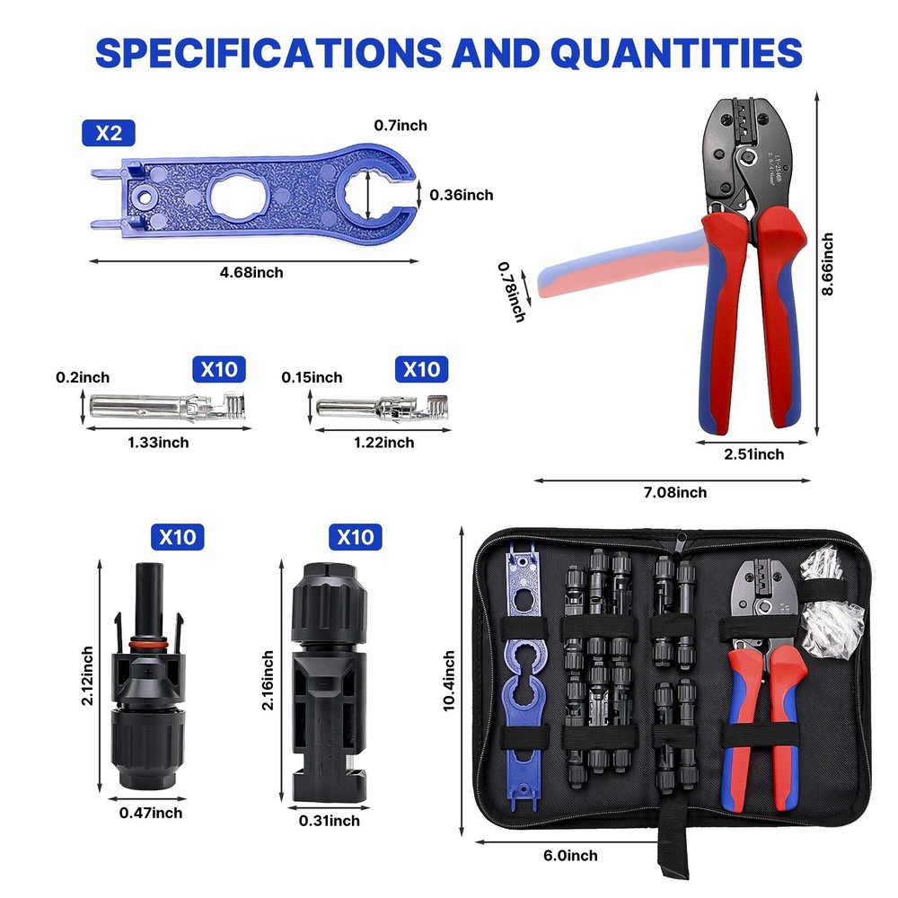 Solar Crimping Tool Kit PV Crimping Pliers Solar Panel Cable Connectors Crimper