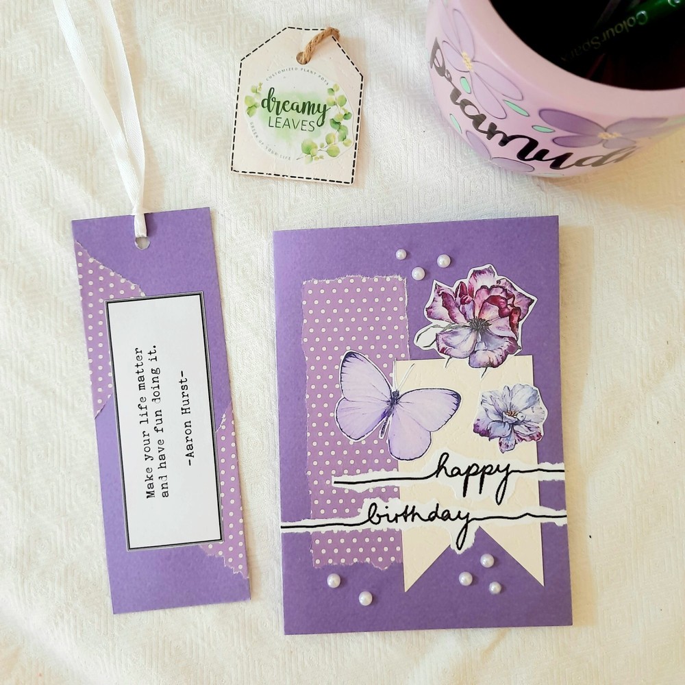 Custom Hand-Painted Pen Holder & Handmade Card Gift Set – Customizable