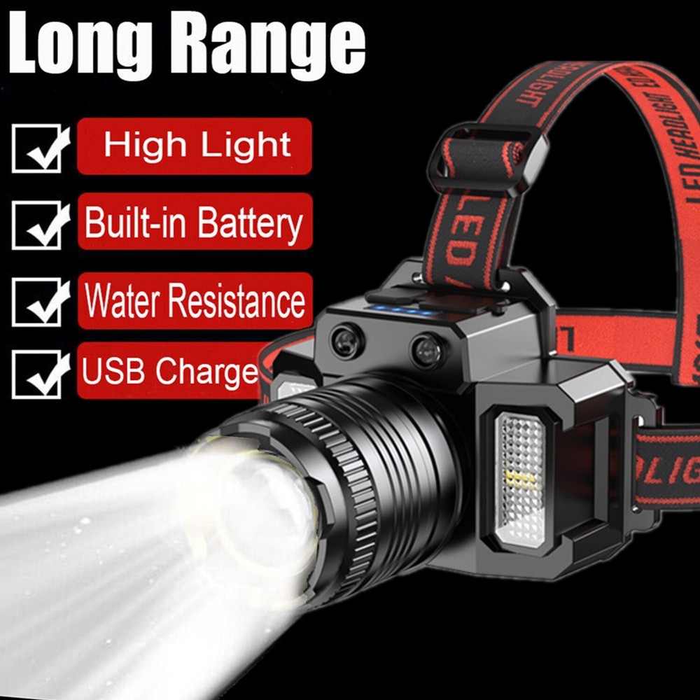 Super Bright Rechargeable LED Induction Headlamp with Work Flashlight Feature