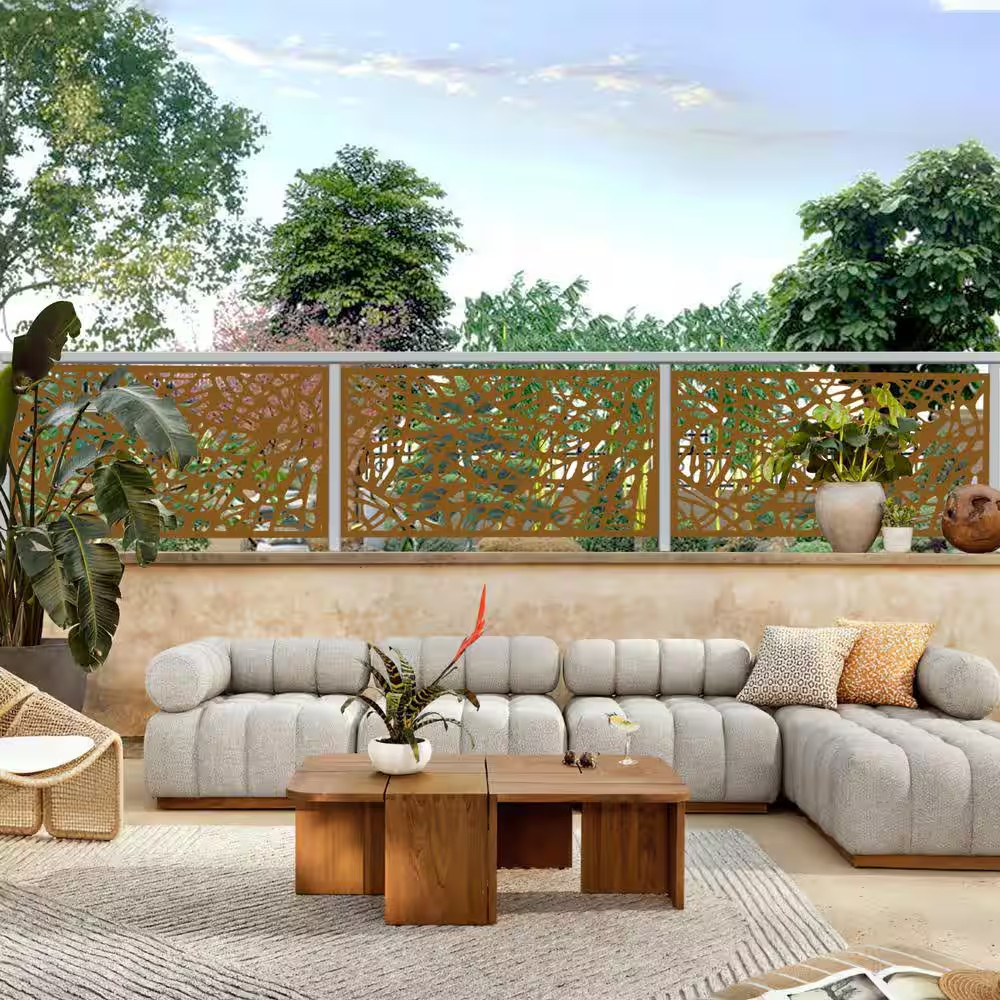 3-Panel Rust-Colored Weather Resistant Panel Screen