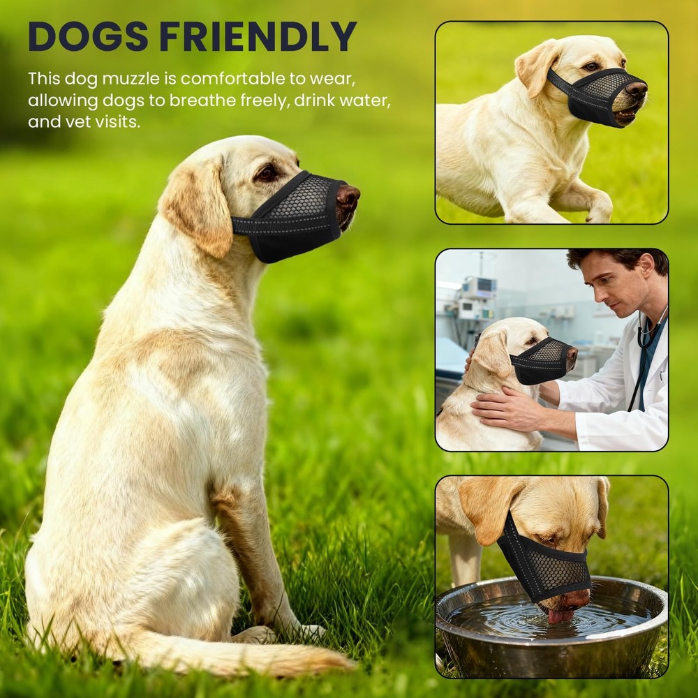 2 Pack Dog Muzzle,Mesh Soft Muzzle for Small Medium Large Sized Dog, Anti Bar...