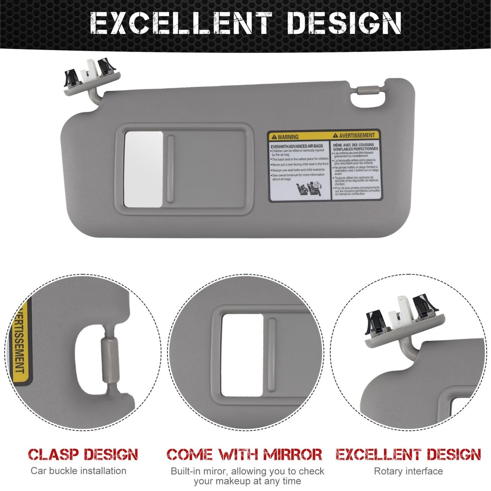 PEVAST Left Driver Side Sun Visor Compatible with RAV4 2006 2007 Left, Gray
