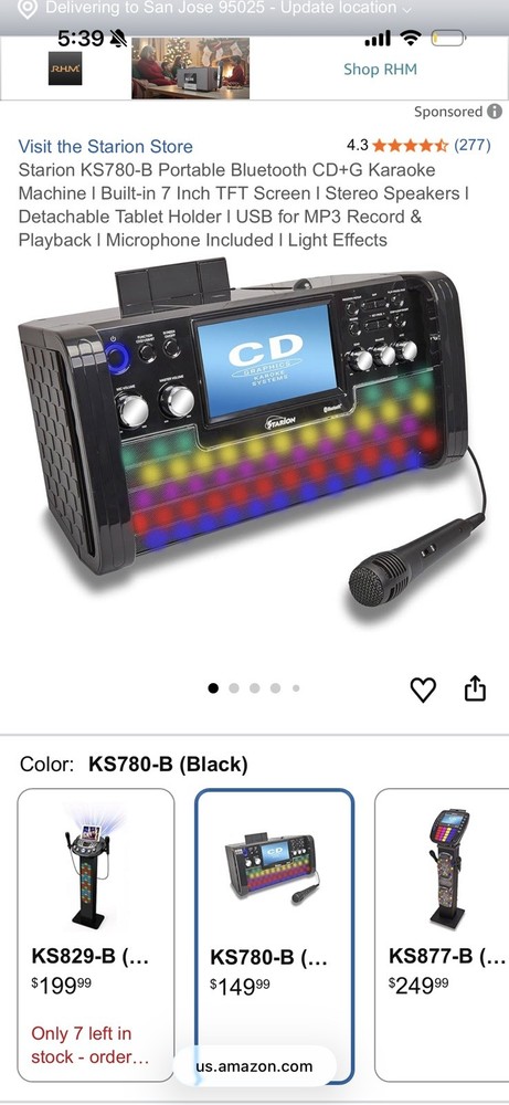 Starion Bluetooth CD+G Karaoke Machine. New! Open Box. Never Used