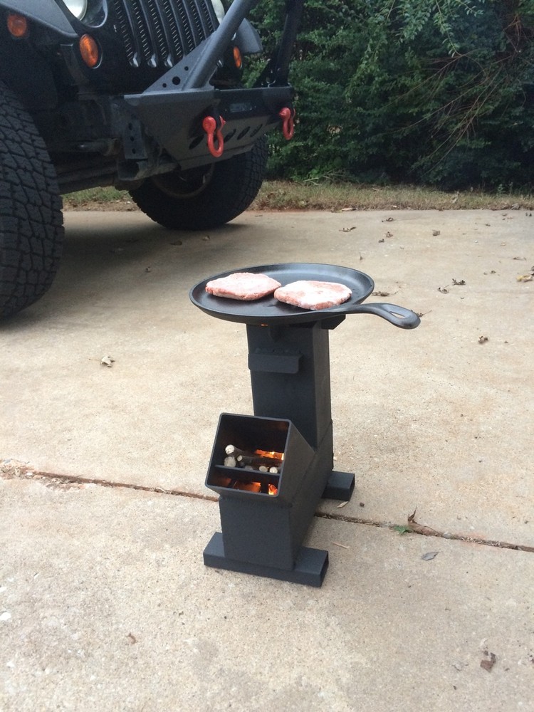 Gravity Feed Rocket Stove w/ caps by Outback Fabrications