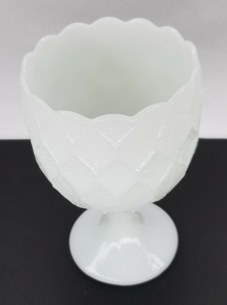Vase Milk Glass Large Depression Glass, X Pattern