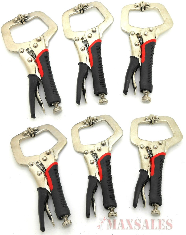 6pc 6" Locking Vise C-Clamp Pliers Flex Pads Hand Tool Welding New