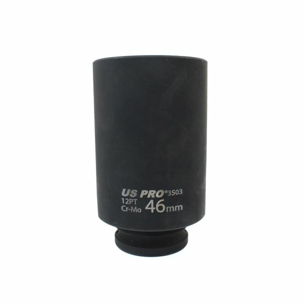 46MM HUB SOCKET DEEP IMPACT SOCKET 1/2 dr 12pt CR-MO 12 POINT AXLE NUT US PRO