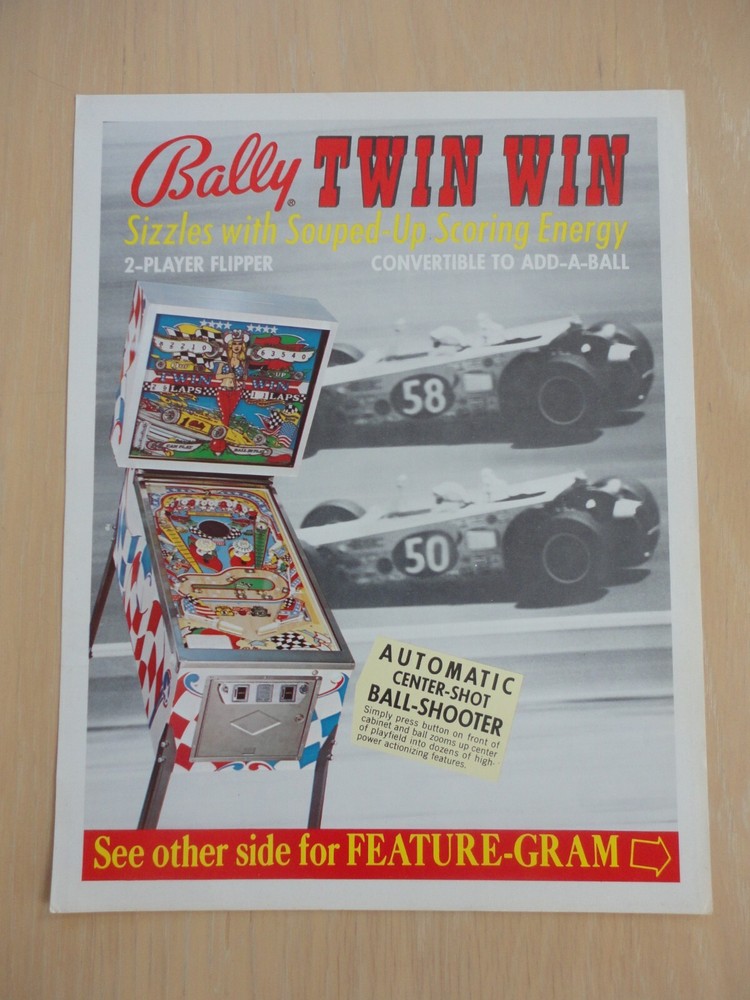 Twin Win Pinball Machine Flyer Original Bally Brochure