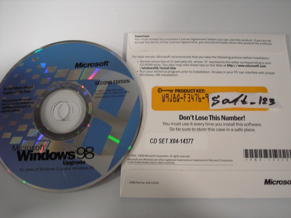 MICROSOFT WINDOWS 98 SECOND EDITION UPGRADE OPERATING SYSTEM MS WIN 98 SE