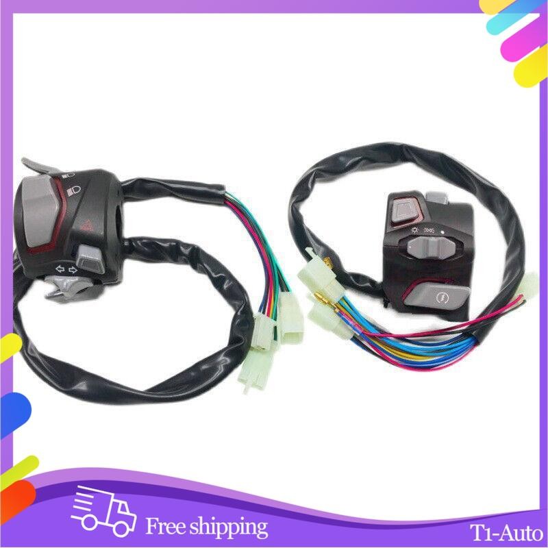 Pair Refit Motorbike Handle Bar Switch Control Button &Wiring Harness Assembly