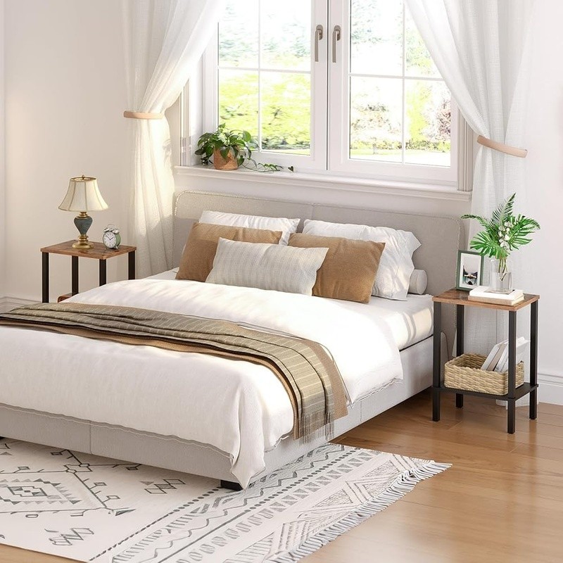 Multi-Functional Space Saving End Table W/ 2-Tier Storage Shelf Home Use