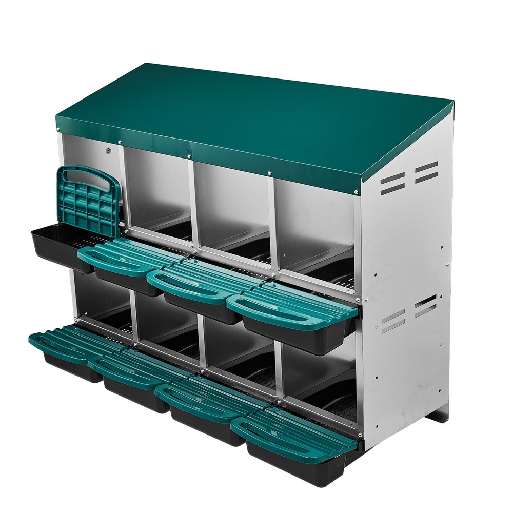 Chicken Nesting Box 8 Compartment Roll Away Wall Mount for Hens Easy Collection