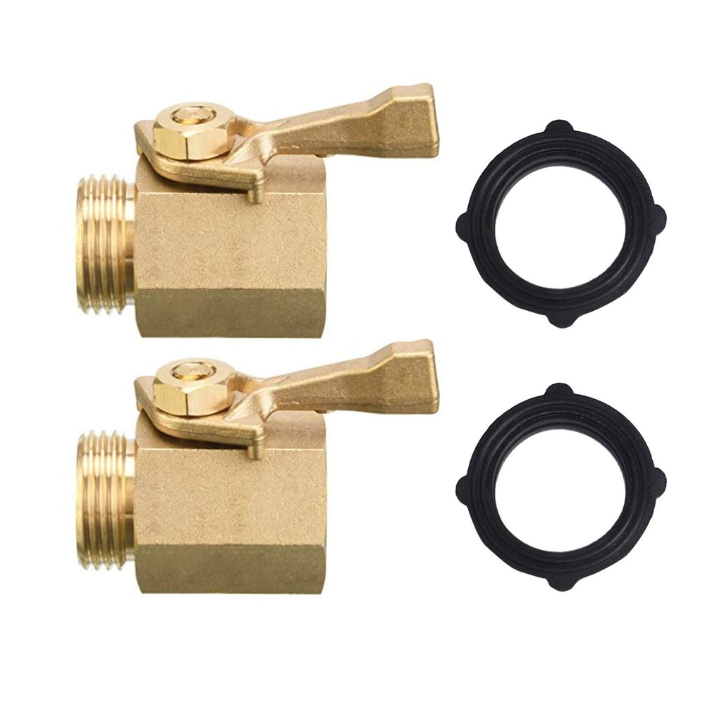 2 Pack Solid Brass Garden Hose Shut Off Valve with 2 Extra Washers, 3/4 Inch,...