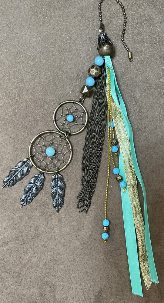 LIGHT PULLS DREAM CATCHER ANTIQUE FINISH AQUA ACCENTS