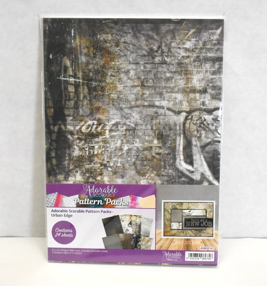 Hunkydory Crafts Adorable Scorable Pattern Packs Urban Edge Matte 24 Sheets