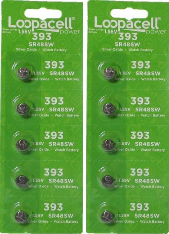 Loopacell 393 Silver Oxide 10 Batteries (SR754W)