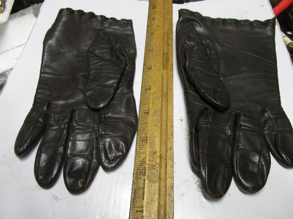 [DFG] women's leather small size brown leather gloves