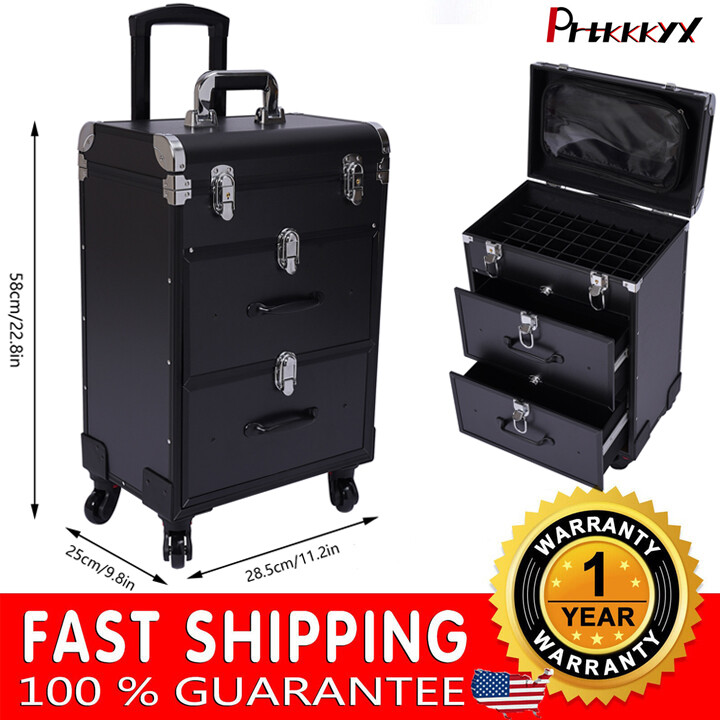 Professional Rolling Makeup Train Case Cosmetic Trolley Makeup Storage Organizer