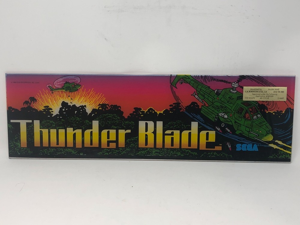 Used Sega THUNDER BLADE marquee - great shape!