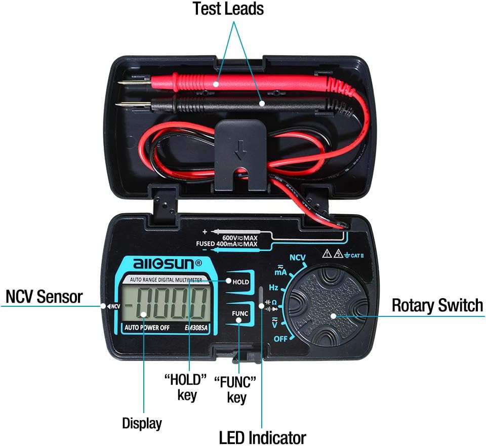 Auto Ranging Pocket Tiny Digital Multimeter, Mini Electrical Travel Meter AC/DC