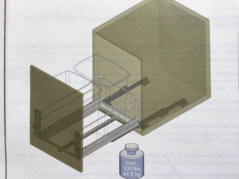 Hafele Waste Bin 2502320102 Insert framework for pullout double