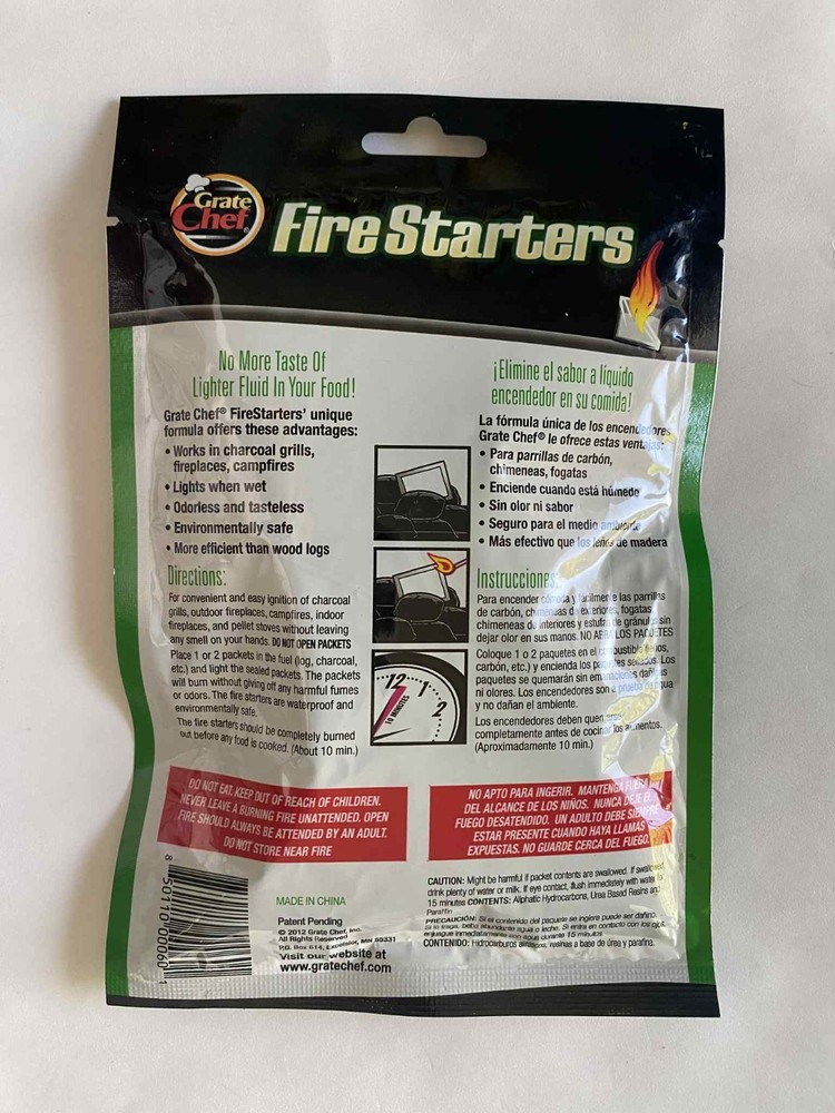Grate Chef ( 6 packets ) Fire Starters Eliminates Traditional Lighter Fluid! NEW