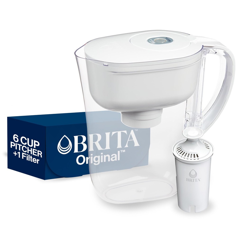 Brita Metro Water Filter Pitcher with SmartLight Change 6 Cup, White