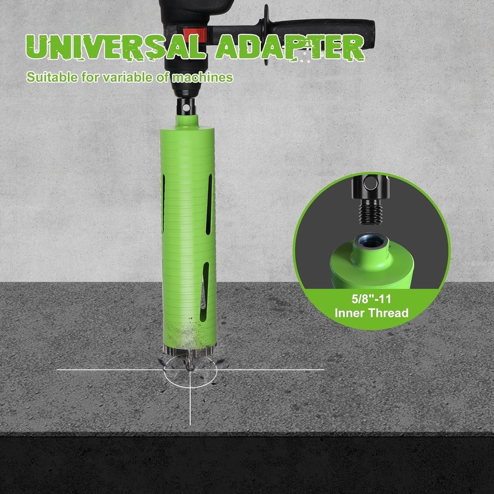 Versatile 2.5" Core Drill Bit with Dual Adapters for Concrete & Brick Projects