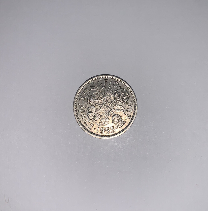 1955 LUCKY SIXPENCE