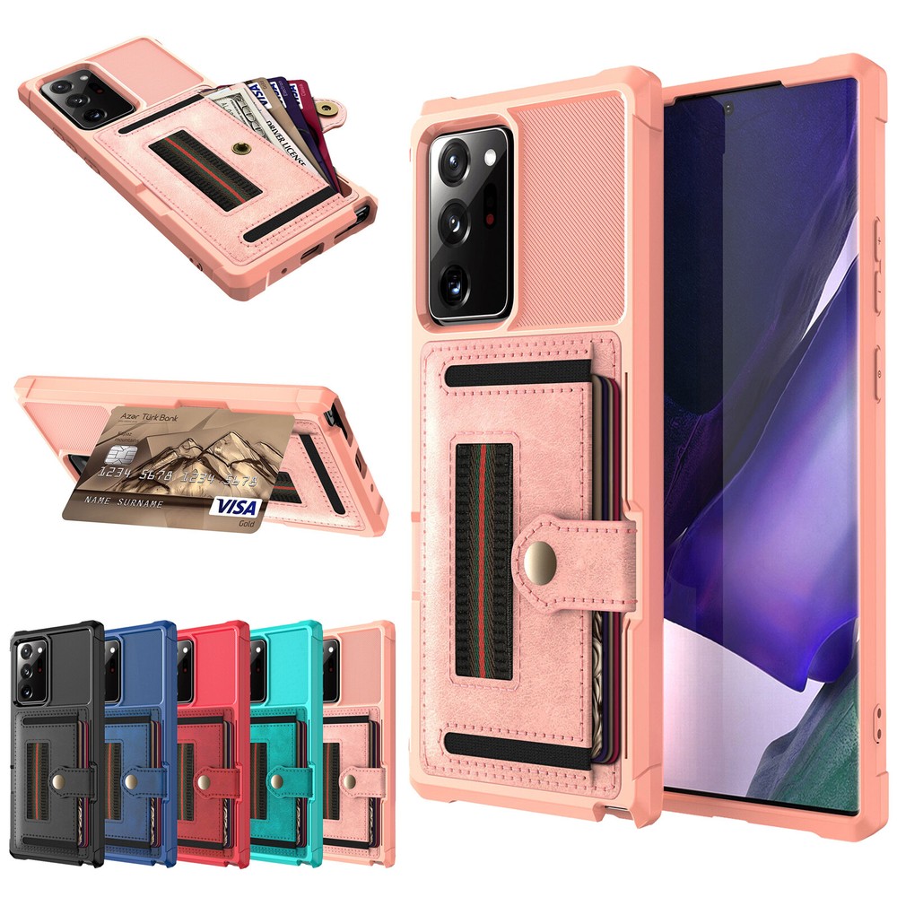 For Samsung Note20 Ultra/S20/Note10 Plus Shockproof Rubber Card Holder Back Case